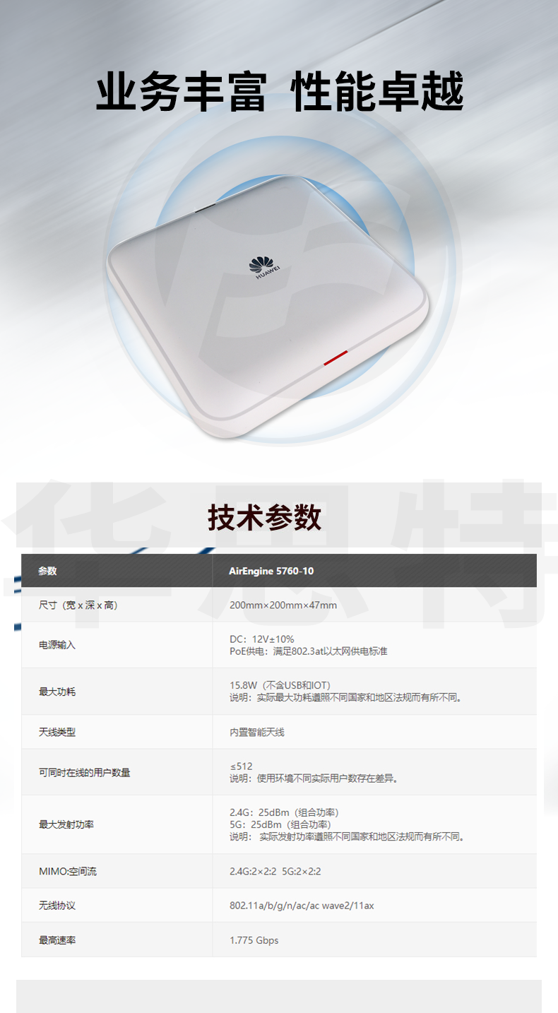 華為 AirEngine5760-10 企業(yè)級室內(nèi)型WiFi6無線AP