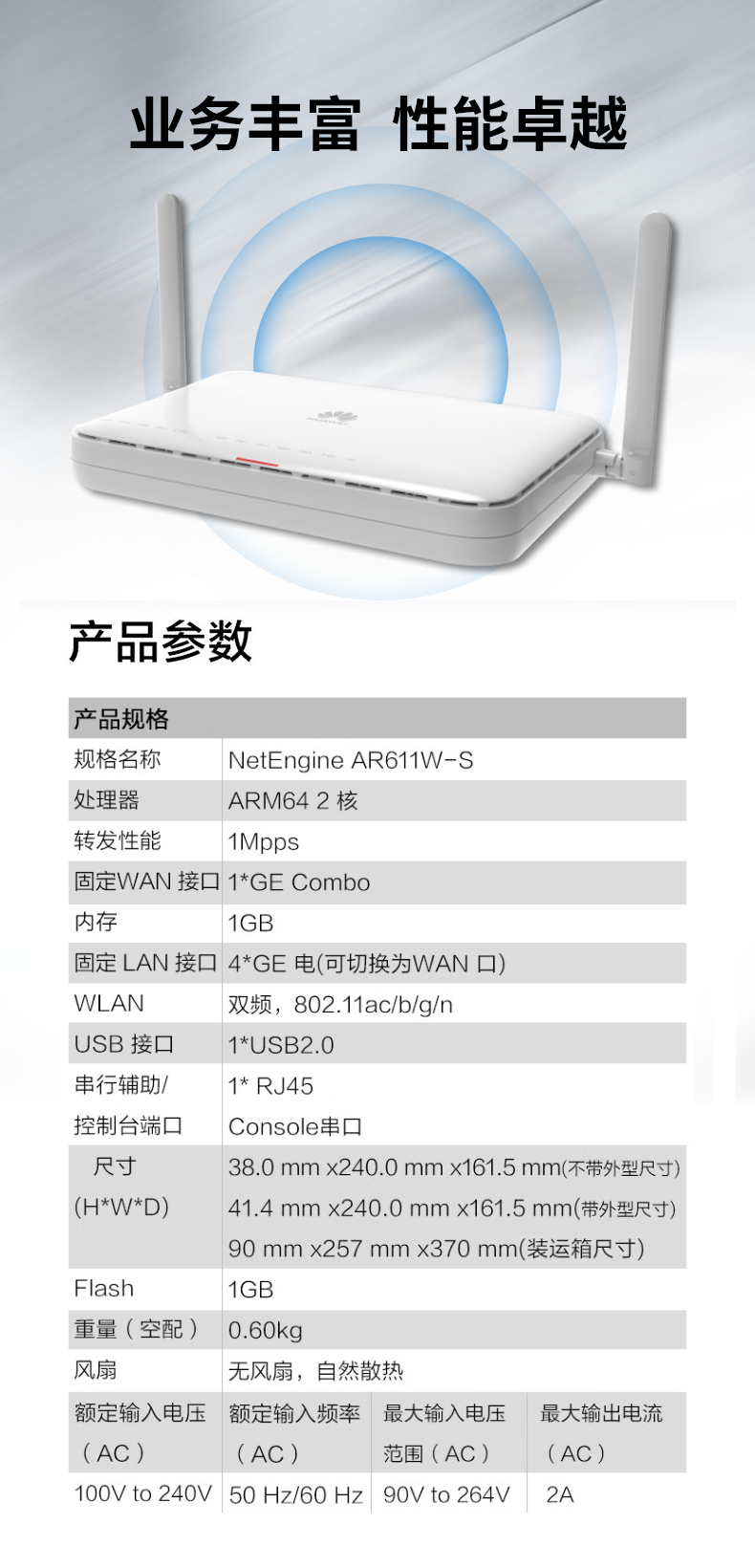 華為 AR611W-S 企業(yè)級無線路由器